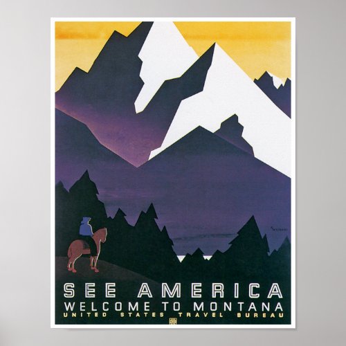 See America  Welcome to Montana Poster