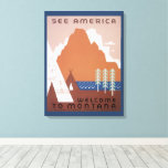 See America Welcome to Montana, Vintage Travel Canvas Print