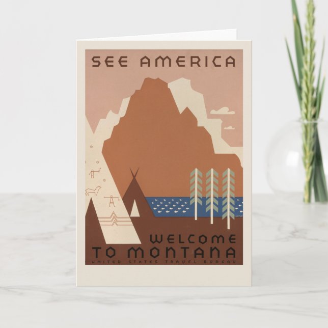 See America Welcome to Montana | Vintage Travel Card (Front)