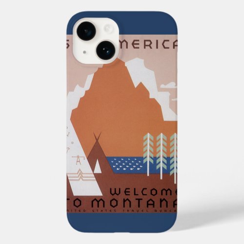 See America Welcome to Montana Vintage Travel Case_Mate iPhone 14 Case