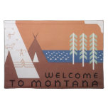 See America Welcome to Montana, Vintage Travel Cloth Placemat