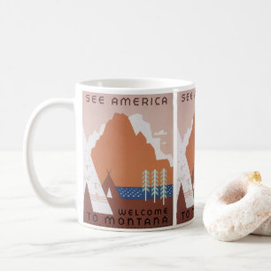 See America Welcome to Montana, Vintage Travel Coffee Mug