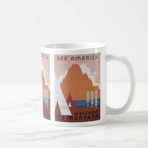 See America Welcome to Montana Vintage Travel Coffee Mug