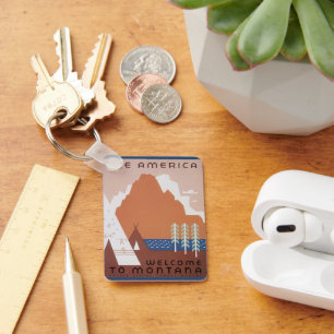 See America Welcome to Montana, Vintage Travel Keychain