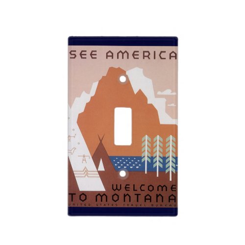 See America Welcome to Montana Vintage Travel Light Switch Cover