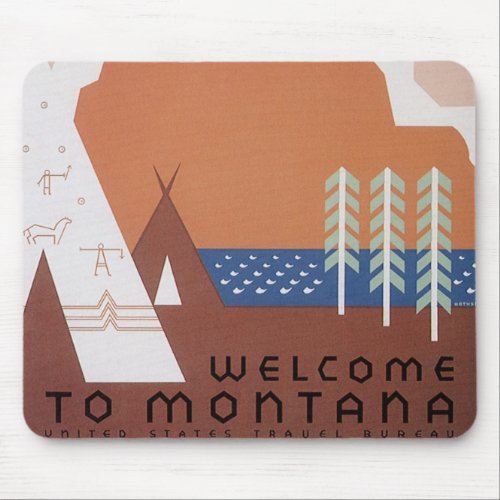 See America Welcome to Montana Vintage Travel Mouse Pad