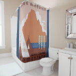 See America Welcome to Montana, Vintage Travel Shower Curtain