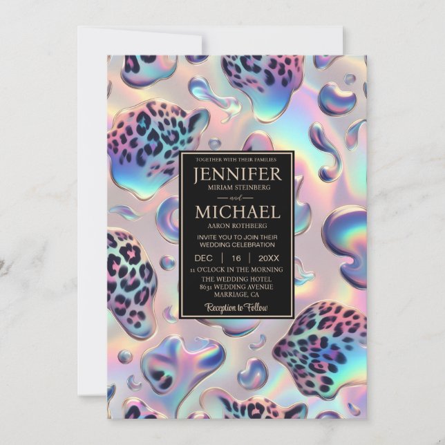 SEE BACK All-In-One Exotic Posh Wedding Invitation (Front)