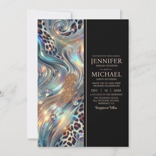 SEE BACK All-In-One Exotic Posh Wedding Invitation (Front)