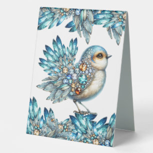 See Back Precious Bling Birds Theme Invitation Table Tent