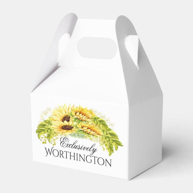 See Back - Sunflower Custom Gable Favor Box (Front Side)
