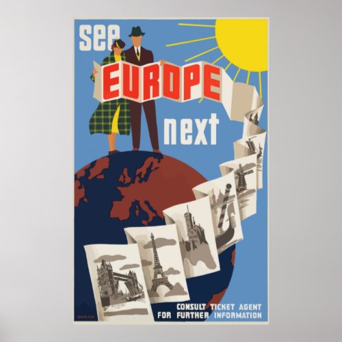 See Europe Next Vintage Travel Poster