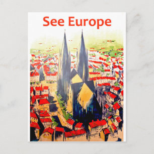 See Europe, vintage travel postcard