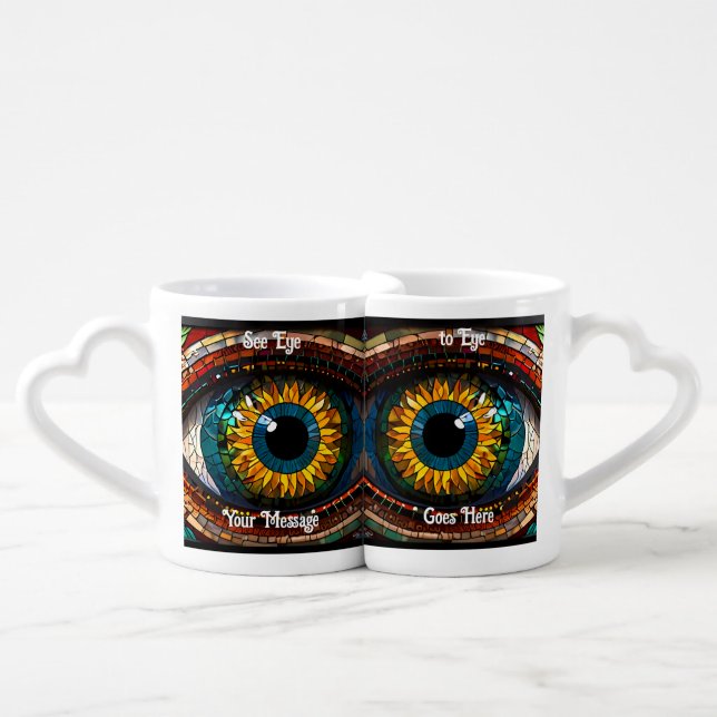 See Eye to Eye: Fun Cute  Coffee Mug Set (Front Nesting)