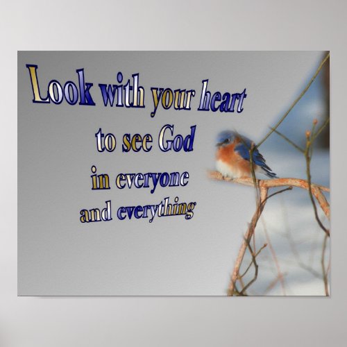 See God Bluebird Inspirational Quote  Poster
