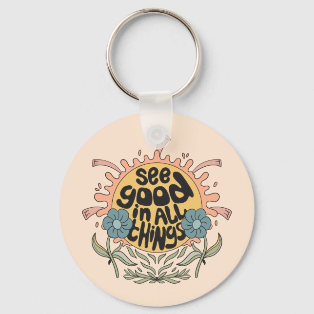 See Good in all Things Hippie Graphic Keychain (Front)