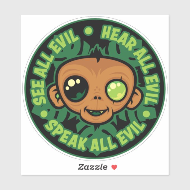See, Hear and Speak All Evil Monkey Sticker (Sheet)