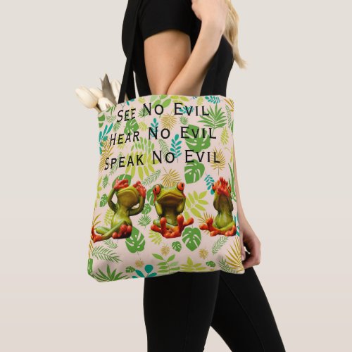 See Hear Speak No Evil Frog Humorous Tote Bag