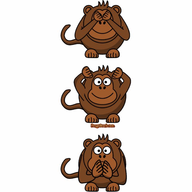 See Hear Speak No Evil Monkeys Cutout (Front)