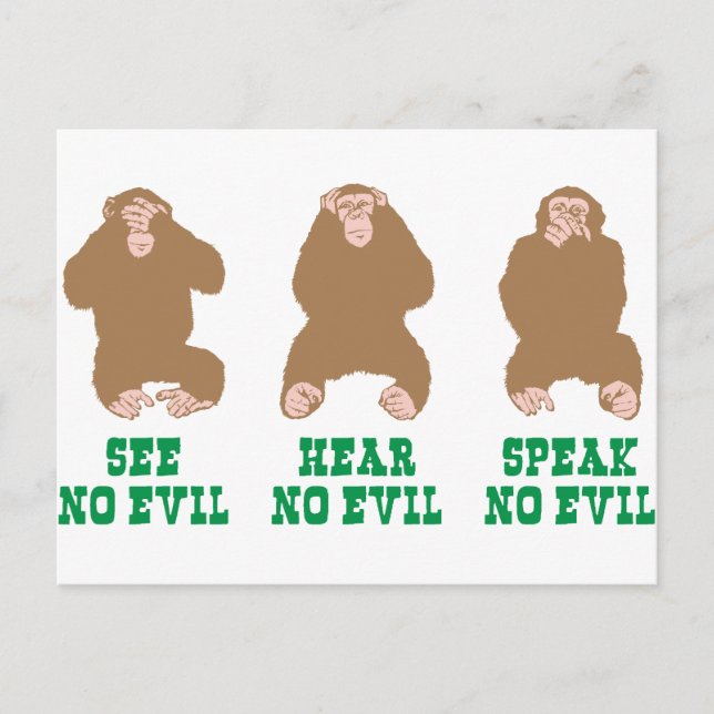 See Hear Speak No Evil Postcard (Front)