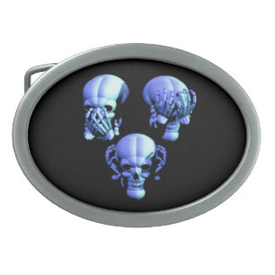 See Hear Speak No Evil Skulls Belt Buckle