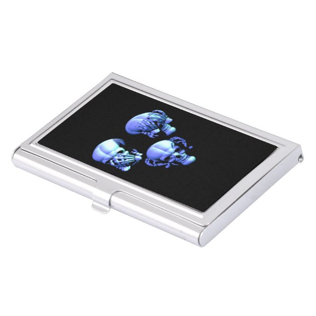 See Hear Speak No Evil Skulls Business Card Holder (Front)