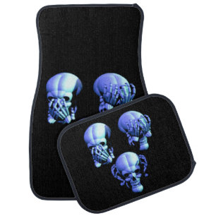 See Hear Speak No Evil Skulls Car Mats