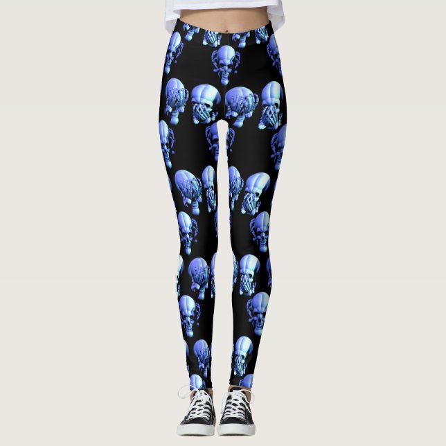 See Hear Speak No Evil Skulls Leggings (Front)