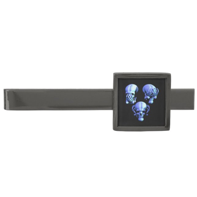 See Hear Speak No Evil Skulls Tie Bar (Front)