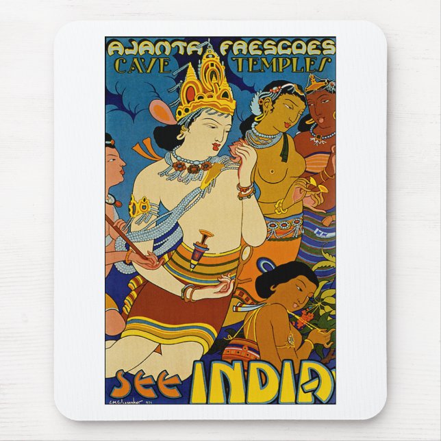 See India ~ Ajanta Frescoes Mouse Pad (Front)