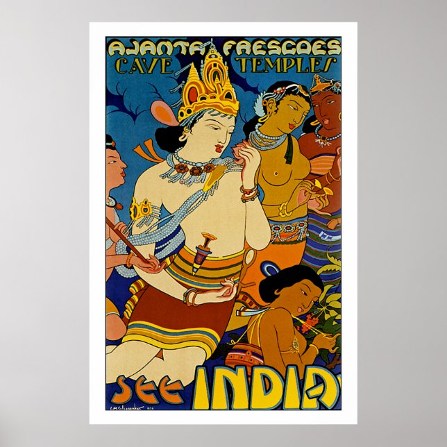 See India ~ Ajanta Frescoes Poster (Front)