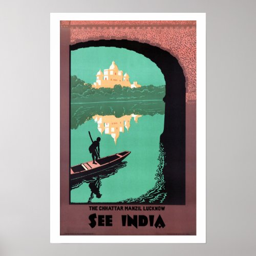 See India Chattar Manzil _ Vintage Travel Poster