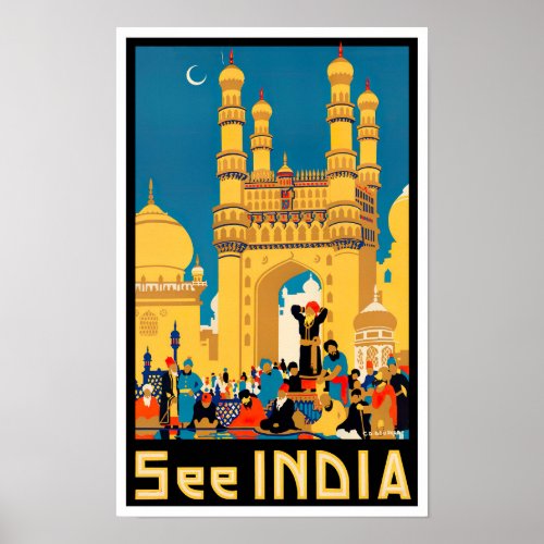 See India vintage travel Poster