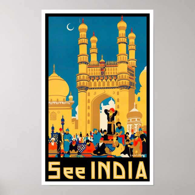 See India vintage travel Poster (Front)