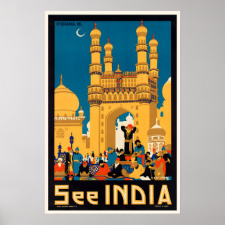 See India Vintage Travel Poster - Framed  Unframed