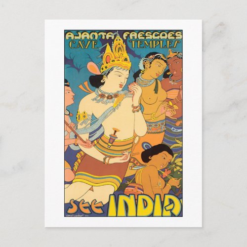 See India Vintage Travel Poster Postcard