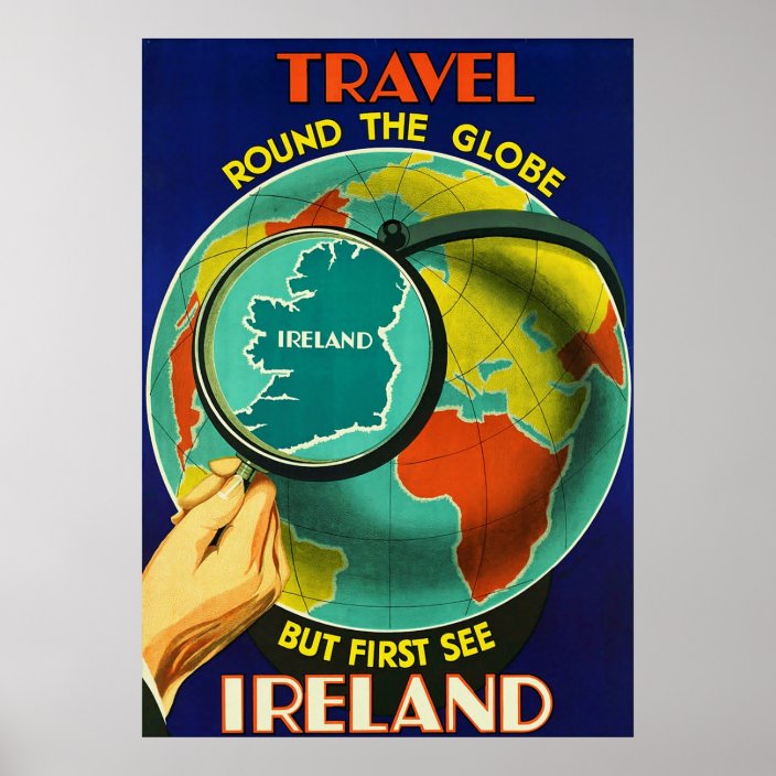Wall art. Vintage Irish travel Reproduction poster See Ireland first