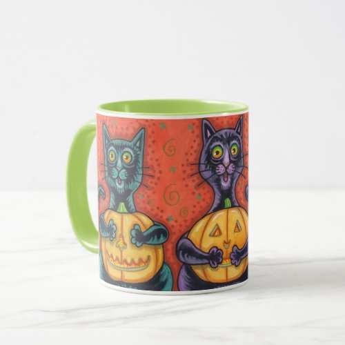 SEE NO EVIL BLACK CATS HALLOWEEN COMBO MUG