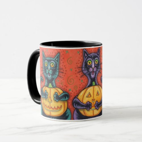 SEE NO EVIL BLACK CATS HALLOWEEN COMBO MUG