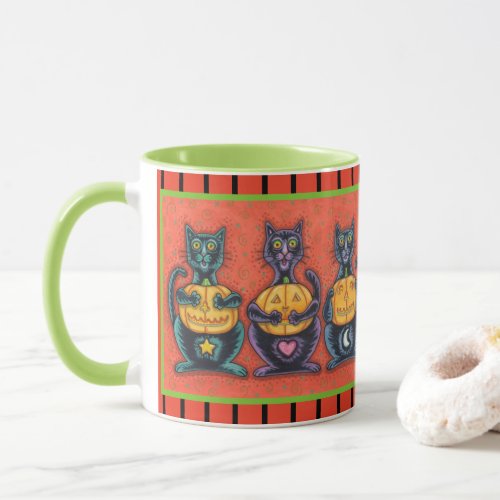 SEE NO EVIL BLACK CATS HALLOWEEN COMBO MUG