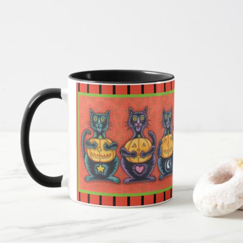 SEE NO EVIL BLACK CATS HALLOWEEN COMBO MUG