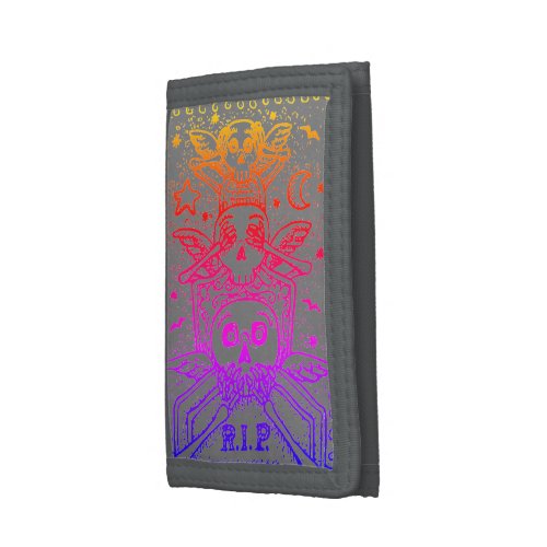 SEE NO EVIL CEMETERY SKELETON TOMBSTONE GOTHIC TRIFOLD WALLET
