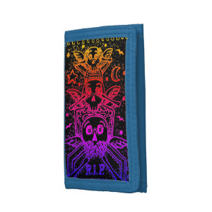 SEE NO EVIL CEMETERY SKELETON TOMBSTONE, GOTHIC TRIFOLD WALLET
