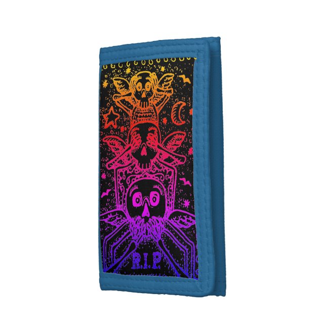 SEE NO EVIL CEMETERY SKELETON TOMBSTONE, GOTHIC TRIFOLD WALLET (Side)