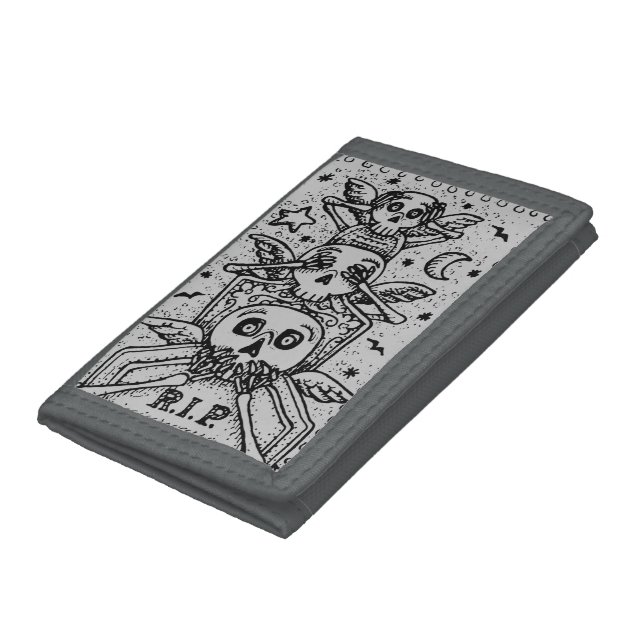 SEE NO EVIL CEMETERY SKELETON TOMBSTONE, GOTHIC TRIFOLD WALLET (Bottom)
