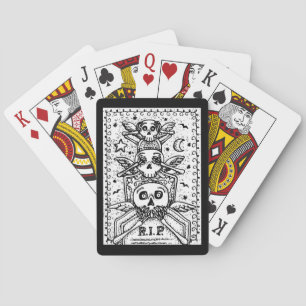 SEE NO EVIL CEMETERY SKELETON TOMBSTONE, HALLOWEEN POKER CARDS