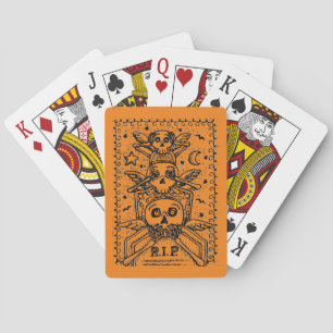 SEE NO EVIL CEMETERY SKELETON TOMBSTONE, HALLOWEEN POKER CARDS