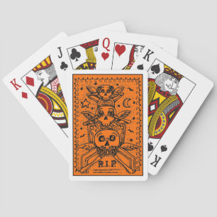 SEE NO EVIL CEMETERY SKELETON TOMBSTONE, HALLOWEEN POKER CARDS