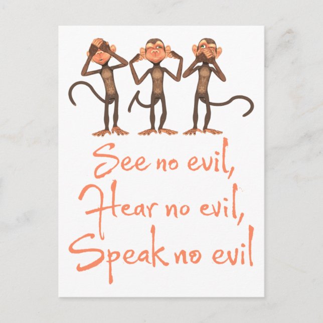 See no evil - hear no evil - speak no evil - postcard (Front)