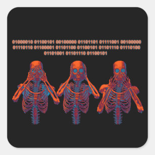 See no evil, hear no evil, speak no evil square sticker